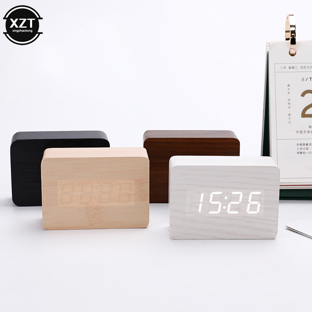 Led Desk Clock - Fashion Alarm Clock LED Wooden Watch