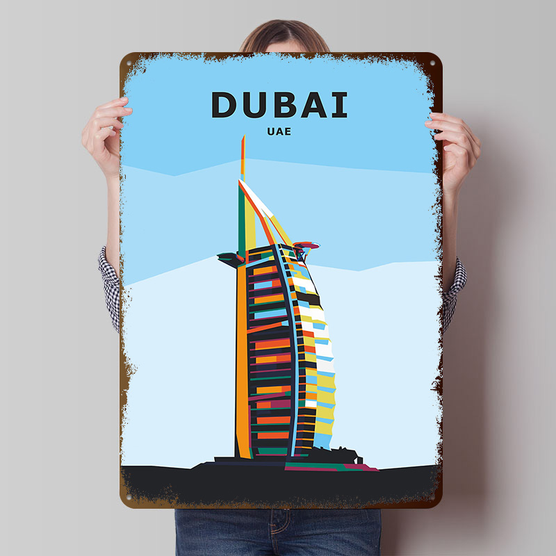 Home Office Dubai - Travel to Dubai Tinplate Poster Custom