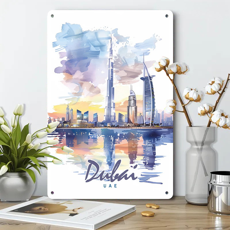 Dubai Skyline Watercolor Metal - огляд і ціна Home Office Dubai
